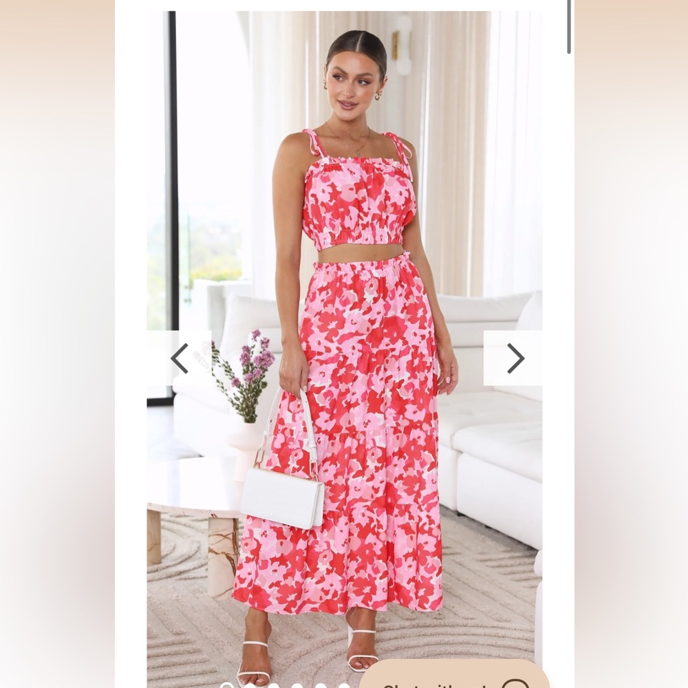 Floral Pink and Red Women's Skirt